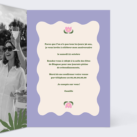 Invitation Anniversaire Adulte Fleurs Modernes