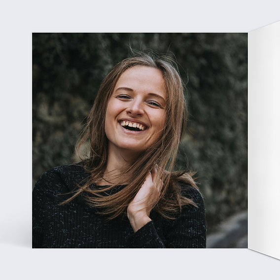 Invitation anniversaire Petites fleurs bleues Intérieur Gauche