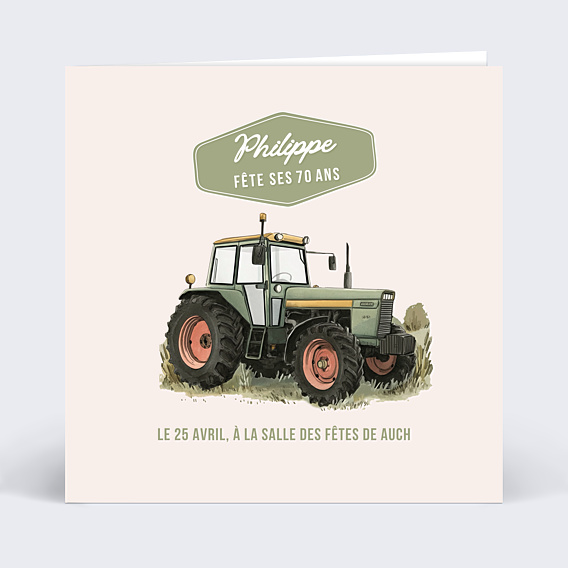 Invitation anniversaire Tracteur