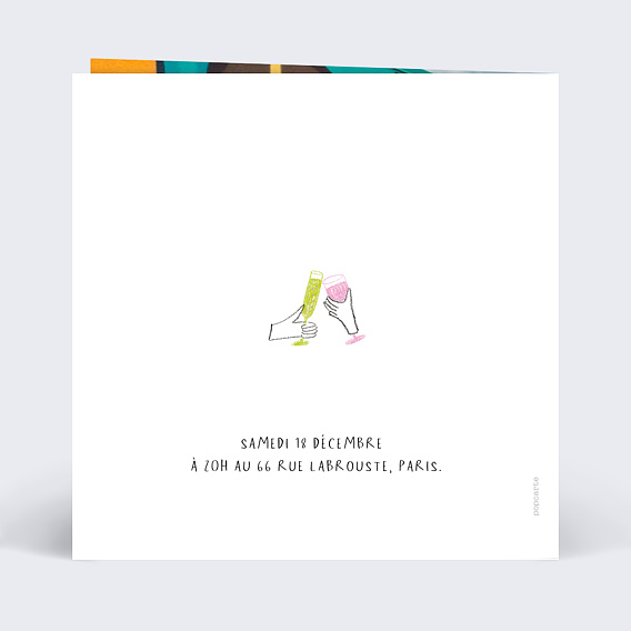 Invitation anniversaire Levons nos Verres Dessin Verso