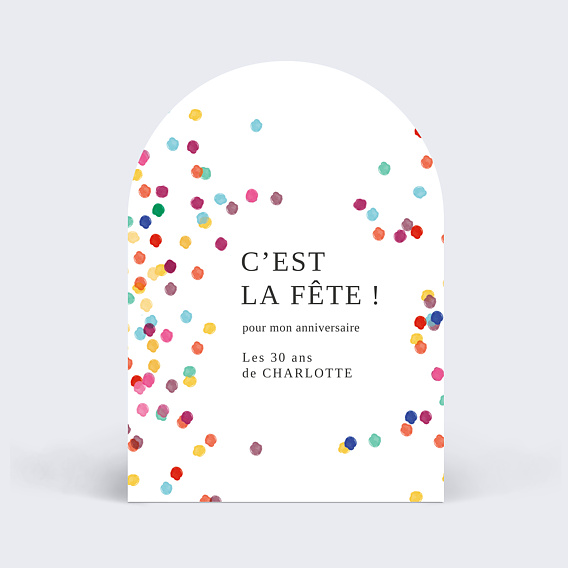 Invitation anniversaire Confettis Colorés
