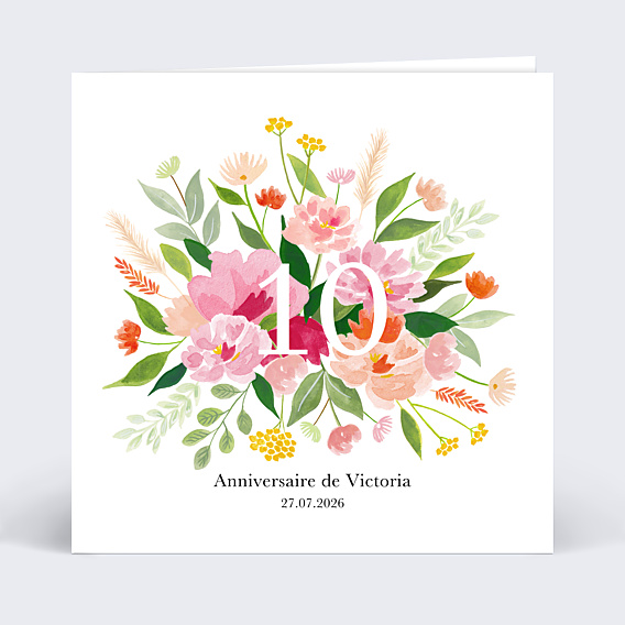Invitation anniversaire Aquarelle Champêtre