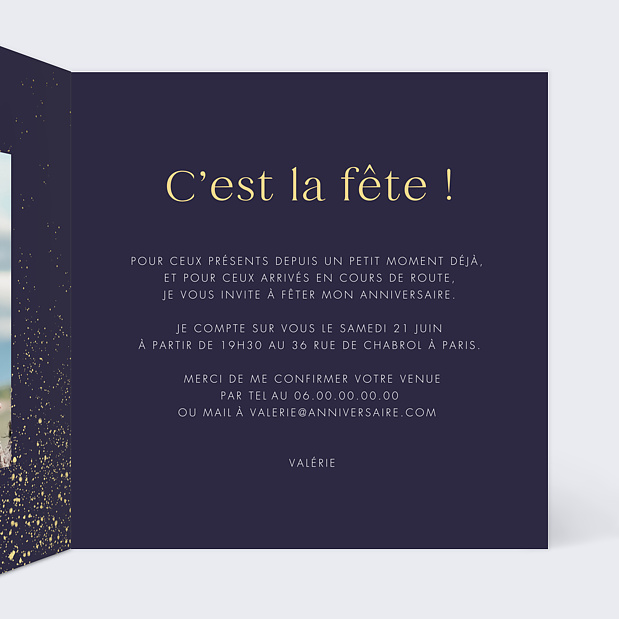 Invitation Anniversaire Adulte Pluie de Fête Intérieur Droit