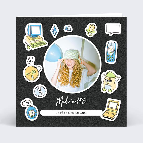 Invitation Anniversaire Adulte Objets des années 90