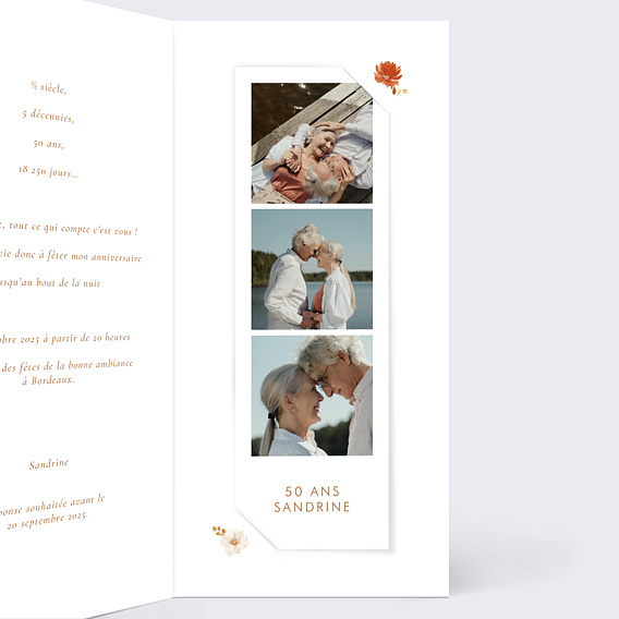 Invitation anniversaire Bouquet parfumé décomposé Intérieur Droit