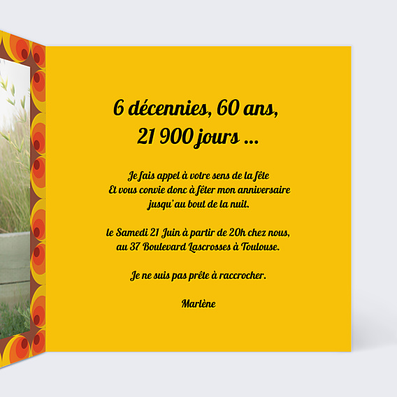 Invitation Anniversaire Adulte Téléphone Années 60