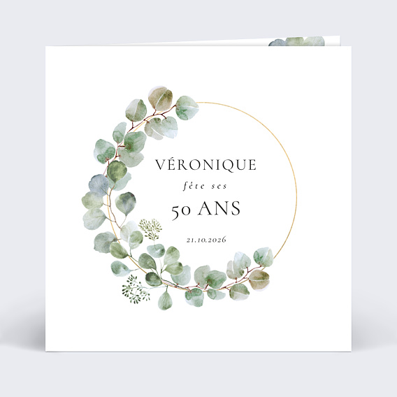 Invitation anniversaire Couronne Eucalyptus Graines à planter
