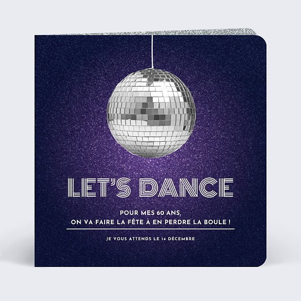 Invitation Anniversaire Boule Disco Recto