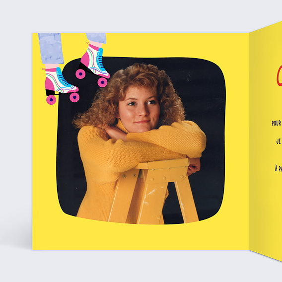 Invitation anniversaire Roller Disco Intérieur Gauche