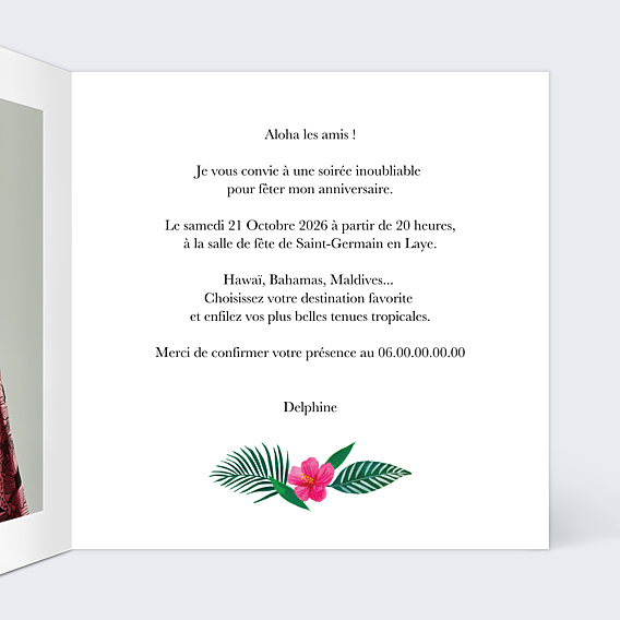 Invitation Anniversaire Adulte Couronne Exotique