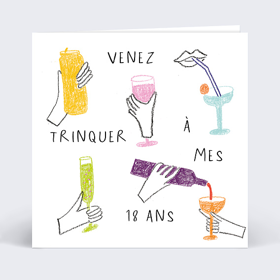 Invitation anniversaire Levons nos Verres Dessin