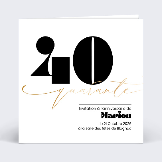 Invitation Anniversaire Adulte 40 ans Moderne