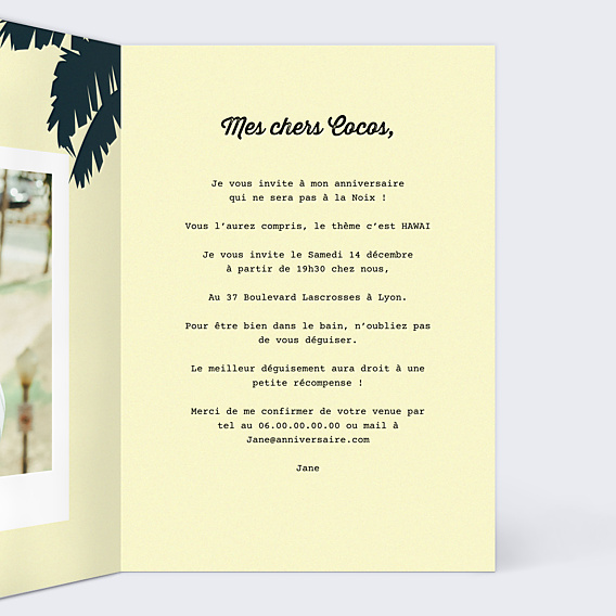 Invitation Anniversaire Adulte Une Nuit à Hawaï