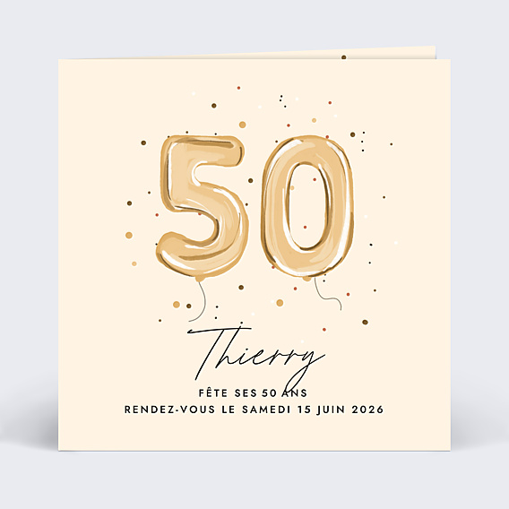 Invitation Anniversaire Adulte Chiffre Ballon 50