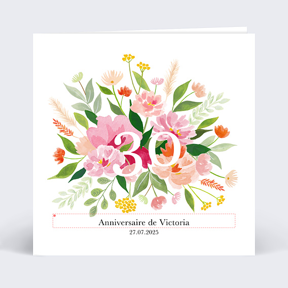 Invitation anniversaire Aquarelle Champêtre