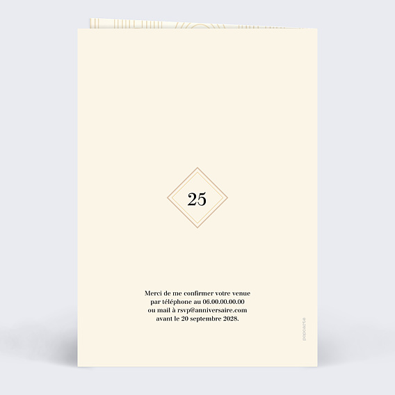 Invitation anniversaire Portrait univers Gatbsy Verso