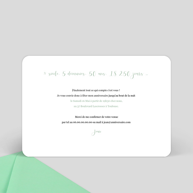 Invitation Anniversaire Cinématic Verso