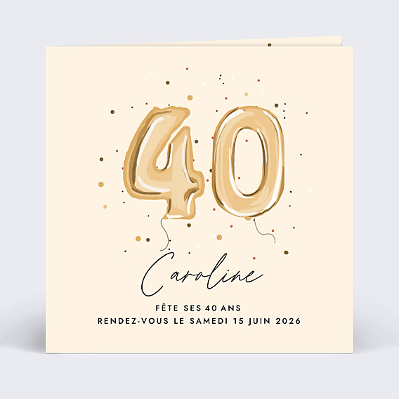 Invitation Anniversaire Adulte Chiffre Ballon 40