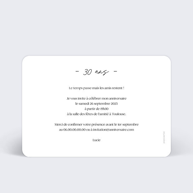Invitation Anniversaire Tirets Verso
