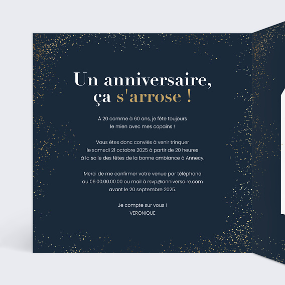 Invitation anniversaire Mémento Avec graines à planter Intérieur Gauche