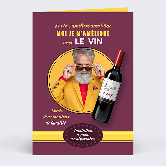 Invitation anniversaire Vin Graphique