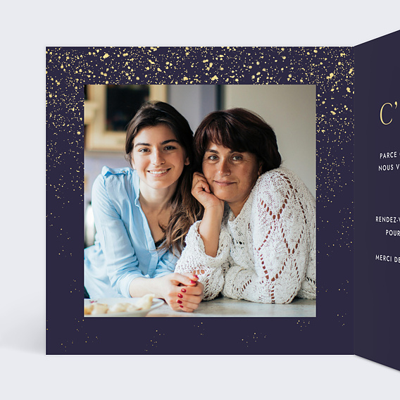 Invitation anniversaire Double pluie de fête Intérieur Gauche