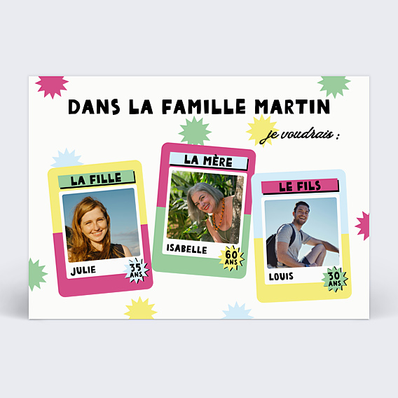 Invitation Anniversaire Adulte Jeux des 7 familles pour 3