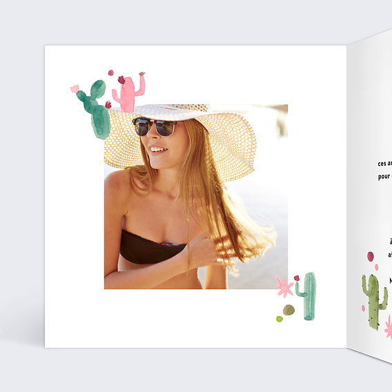 Invitation anniversaire Cactus Intérieur Gauche