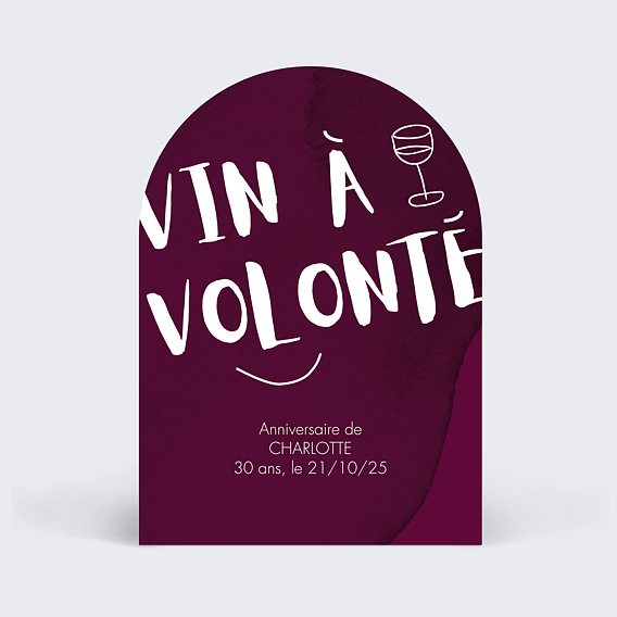 Invitation anniversaire Vin à Volonté
