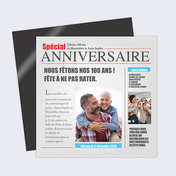 Invitation Anniversaire Adulte Carte Journal Multianniversaire