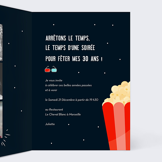 Invitation Anniversaire Adulte Popcorn Party