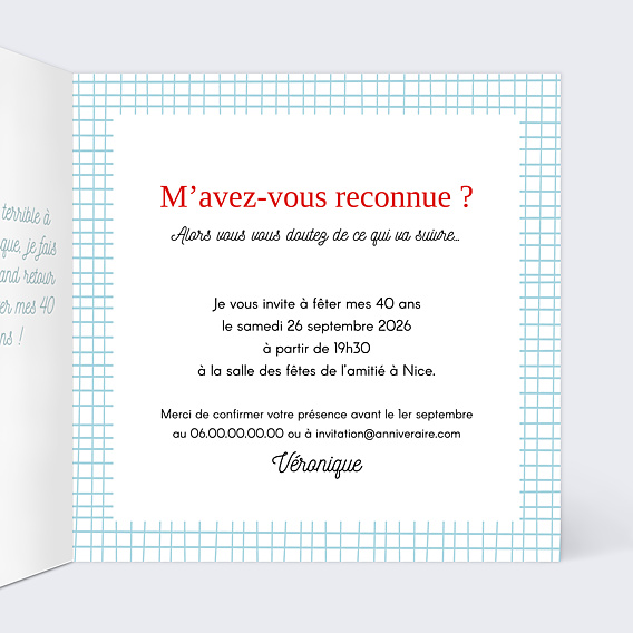 Invitation Anniversaire Adulte Cahier d'École