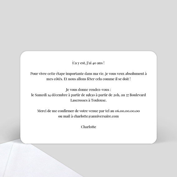Invitation anniversaire Tirets Verso