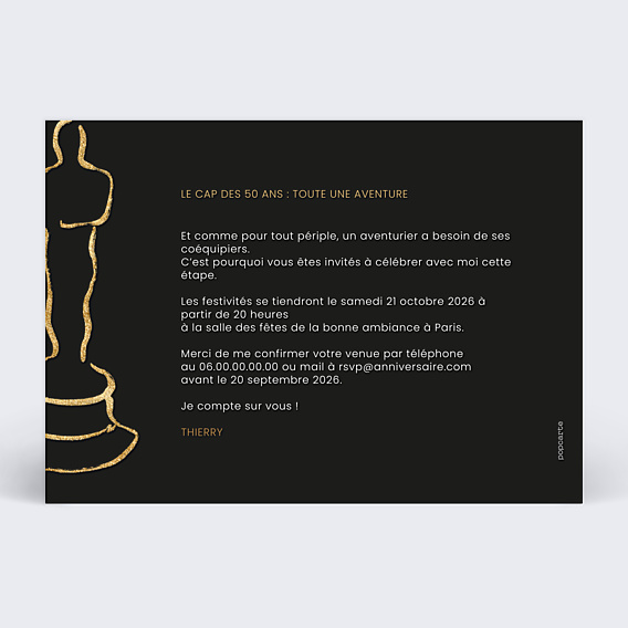 Invitation Anniversaire Adulte Cérémonie des Oscars