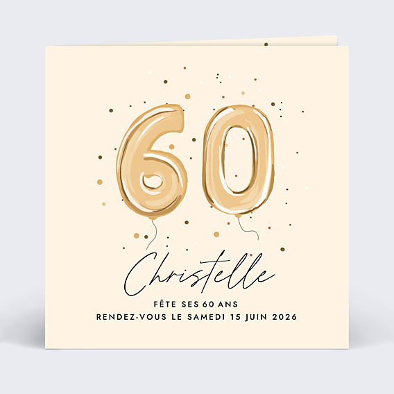 Invitation Anniversaire Adulte Chiffre Ballon 60