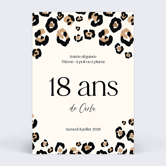 Invitation anniversaire Imprimé animal