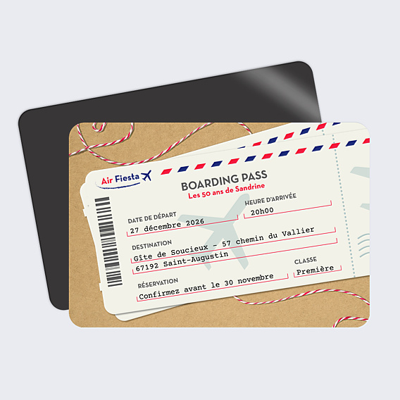 Invitation Anniversaire Adulte Boarding Pass
