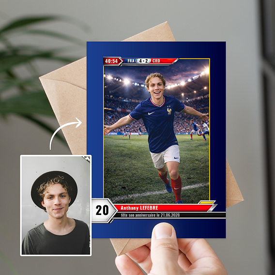 Invitation anniversaire Portrait en footballeur