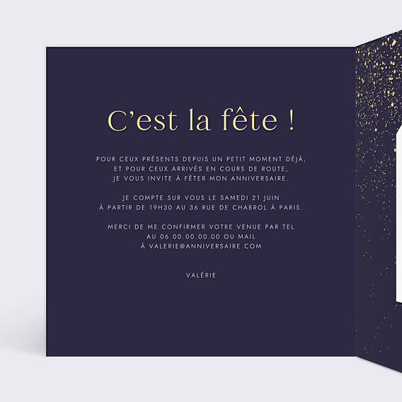 Invitation Anniversaire Adulte Pluie de fête avec graines