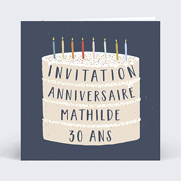 Invitation Anniversaire Adulte Gâteau d'Anniversaire