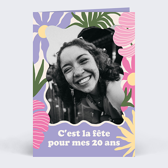 Invitation anniversaire Fleurs Modernes