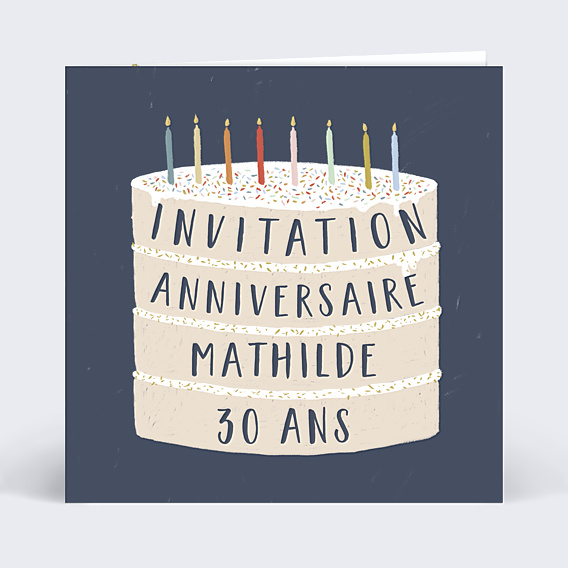 Invitation Anniversaire Adulte Gâteau d'Anniversaire