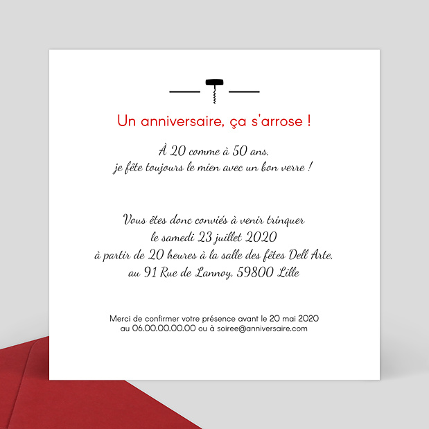 Invitation Anniversaire Dégustation Verso