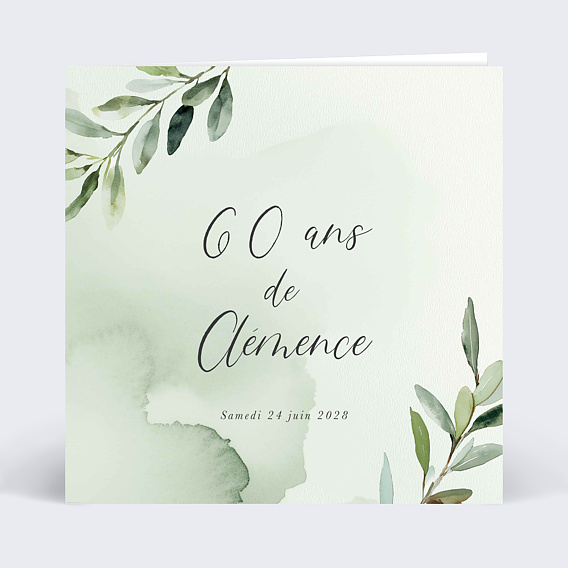 Invitation anniversaire Aquarelle végétale
