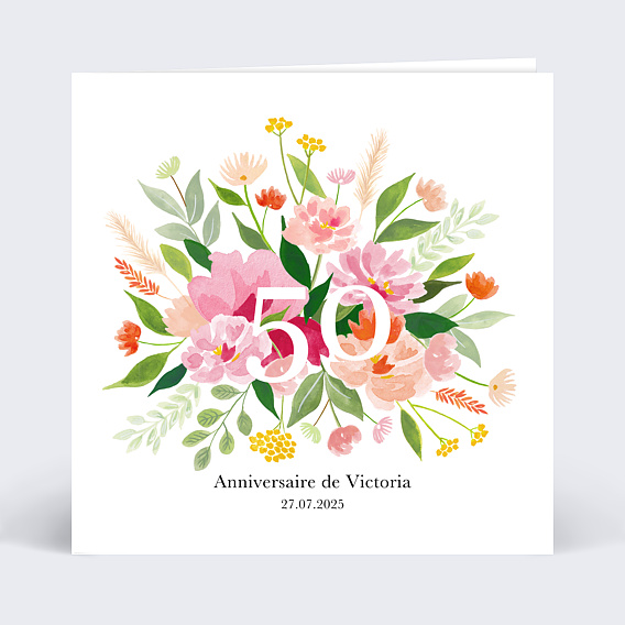 Invitation Anniversaire Adulte Aquarelle Champêtre