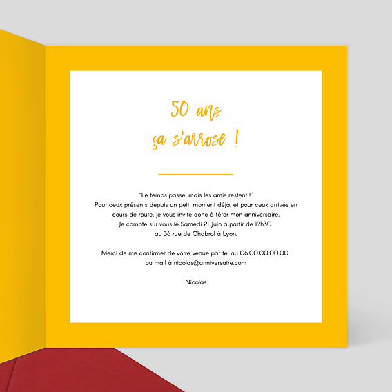 Invitation anniversaire Citation Chiné Intérieur Droit