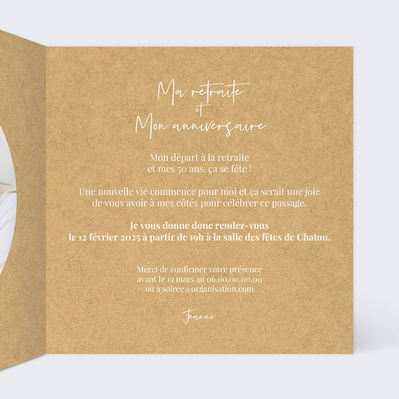 Invitation anniversaire Lauriers Intérieur Droit