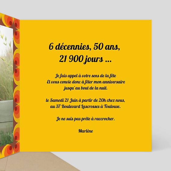 Invitation anniversaire Téléphone Années 60 Intérieur Droit