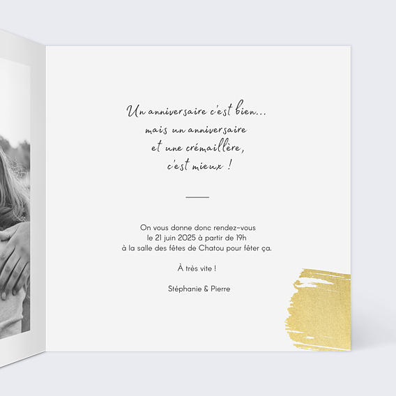 Invitation anniversaire Trait Ocre Intérieur Droit