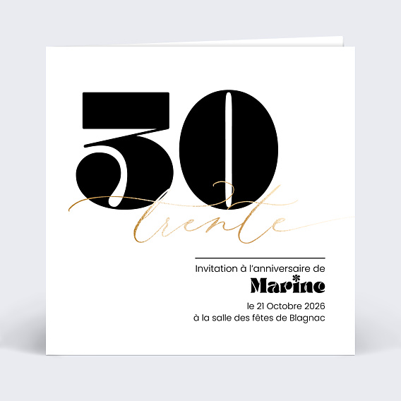 Invitation Anniversaire Adulte 30 ans Moderne